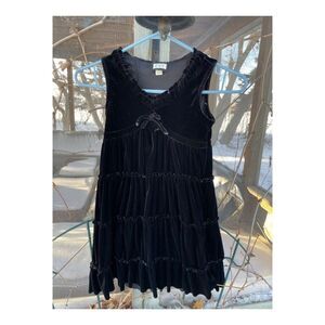 The Childrens Place Black Velvet Tank Dress Tiered Skirt Sleeveless Sz 6